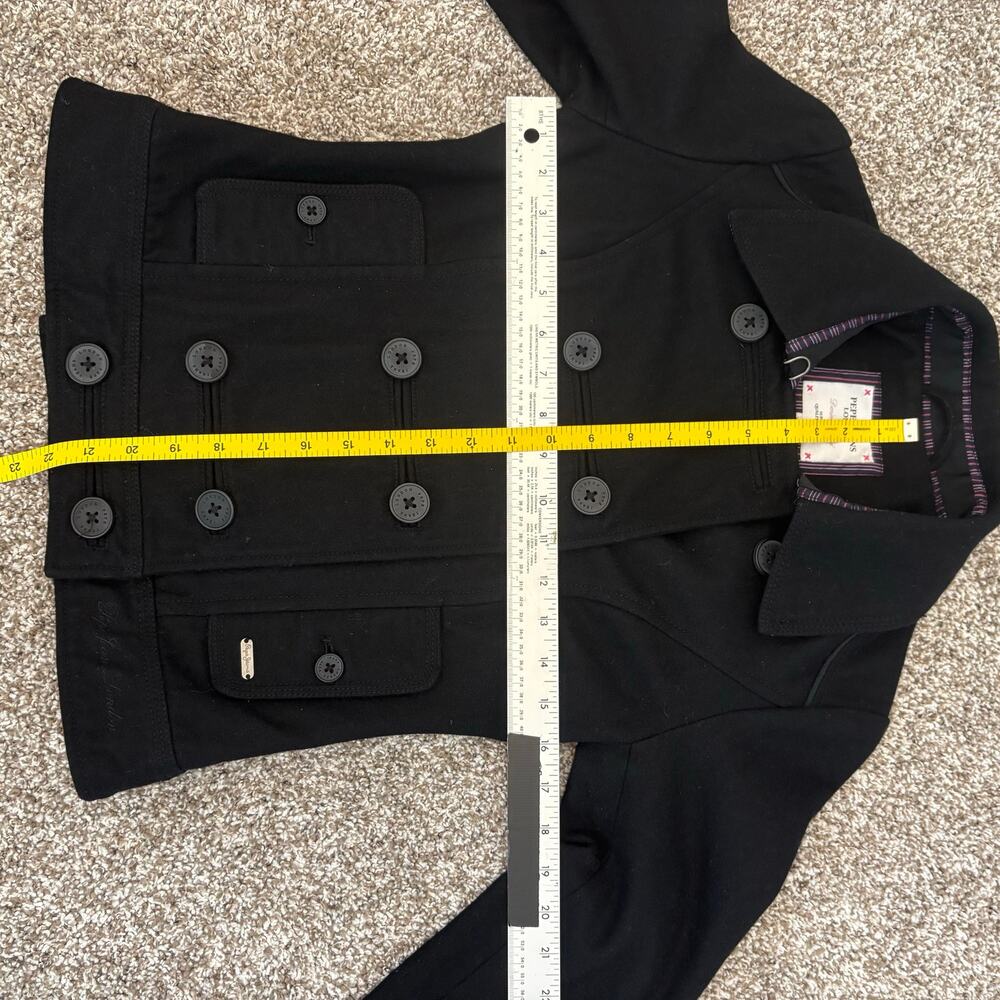 Pepe Jeans London Double Breasted Black Wool Blend Military Pea Coat Jacket XS - Picture 16 of 16